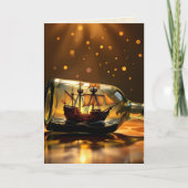 Schip in een Fles Scheepvaart Verjaardag voor Hem Kaart (Voorkant)