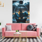Schip in een magische flessenmuur kunst canvas afdruk (Insitu (Woonkamer))