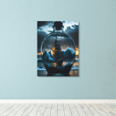 Schip in een magische flessenmuur kunst canvas afdruk (Insitu (Houten vloer))