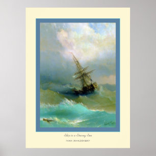 Schip in een Stormy Zee~ Ivan Aivazovsky Poster
