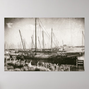 Schip in haven Nautical Poster