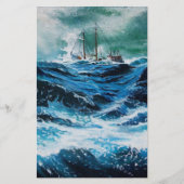 Schip in het Zee in het Storm, golven Briefpapier (Achterkant)