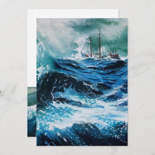 Schip in het Zee in Storm (Voorkant / Achterkant)