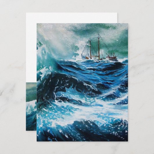 Schip in het Zee in Storm (Voorkant / Achterkant)