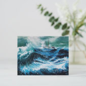 Schip in het Zee in Storm Briefkaart (Staand voorkant)