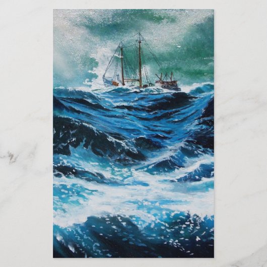 Schip in het Zee in Storm Briefpapier (Achterkant)