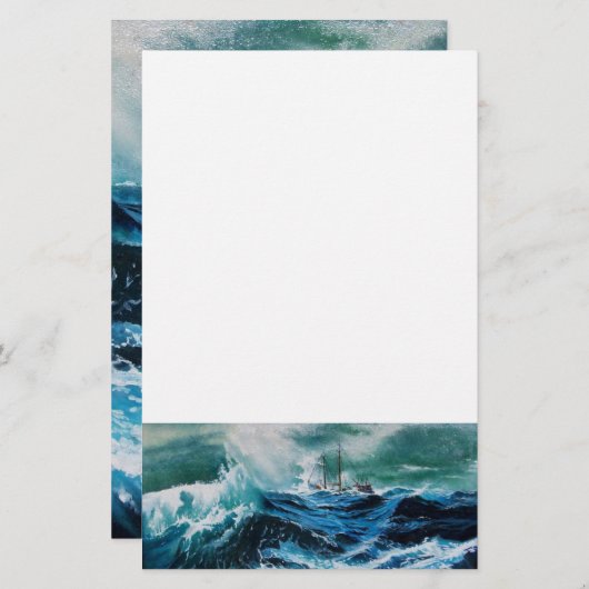 Schip in het Zee in Storm Briefpapier (Voorkant / Achterkant)