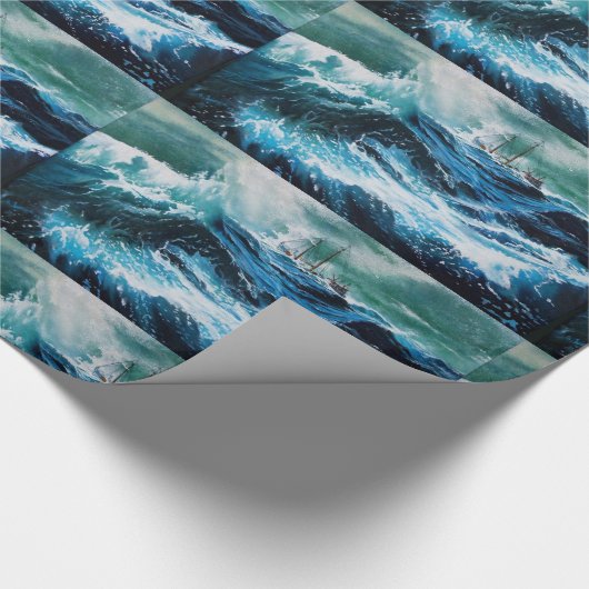 Schip in het Zee in Storm Cadeaupapier (Hoek)