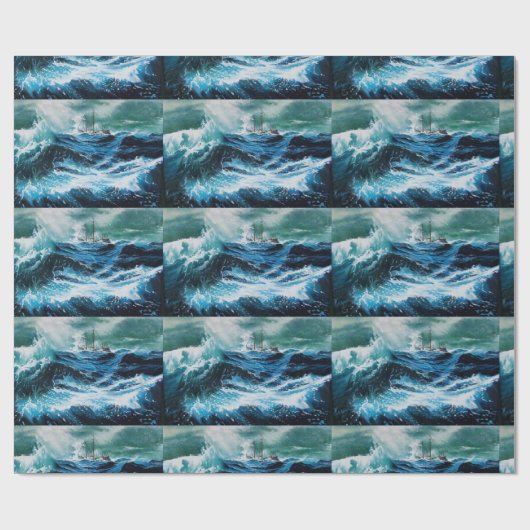 Schip in het Zee in Storm Cadeaupapier (Vlak)