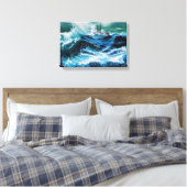Schip in het Zee in Storm Canvas Afdruk (Insitu (Slaapkamer))