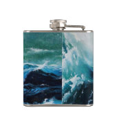 Schip in het Zee in Storm Heupfles (Achterkant)