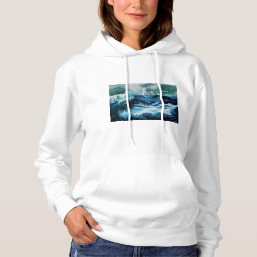 Schip in het Zee in Storm Hoodie (Voorkant)