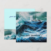 Schip in het Zee in Storm Kaart (Voorkant / Achterkant)