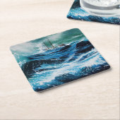 Schip in het Zee in Storm Kartonnen Onderzetters (Schuin)