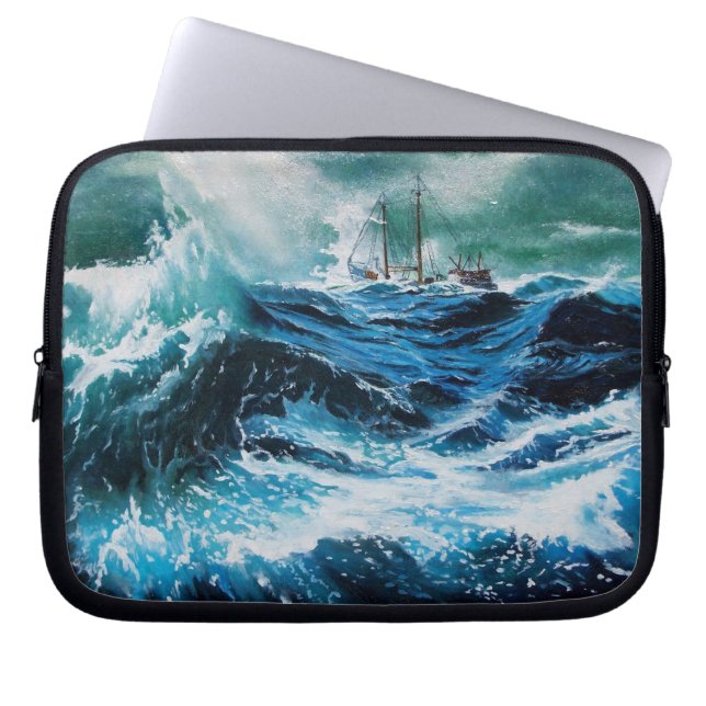 Schip in het Zee in Storm Laptop Sleeve (Voorkant)