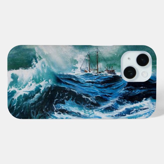 Schip in het Zee in Storm / marineblauw Case-Mate iPhone Case (Achterkant (horizontaal))