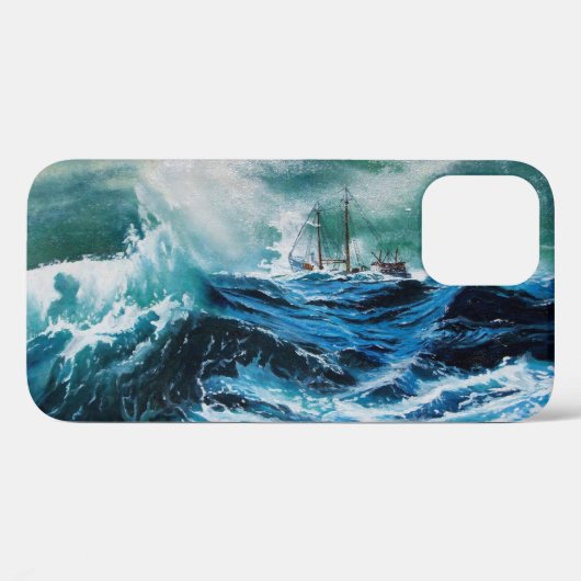 Schip in het Zee in Storm / marineblauw Case-Mate iPhone Case (Achterkant (horizontaal))