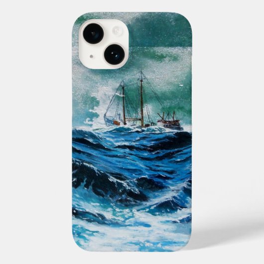 Schip in het Zee in Storm / marineblauw Case-Mate iPhone Case (Achterkant)