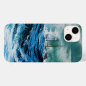 Schip in het Zee in Storm / marineblauw Case-Mate iPhone Case (Achterkant (horizontaal))