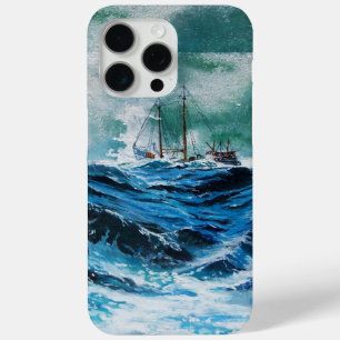 Schip in het Zee in Storm / marineblauw iPhone 15 Pro Max Hoesje