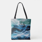 Schip in het Zee in Storm, Nautical Tote Bag (Achterkant)