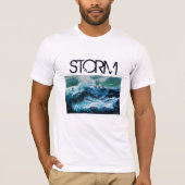 Schip in het Zee in Storm Navy Blue T-shirt (Voorkant)