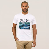 Schip in het Zee in Storm Navy Blue T-shirt (Voorkant volledig)