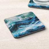 Schip in het Zee in Storm Onderzetter (Linkerzijde)