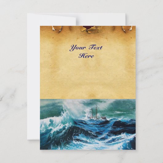 Schip in het Zee in Storm, perkament (Achterkant)