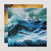 Schip in het Zee in Storm, perkament (Voorkant / Achterkant)