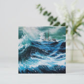 Schip in het Zee in Storm, perkament (Staand voorkant)