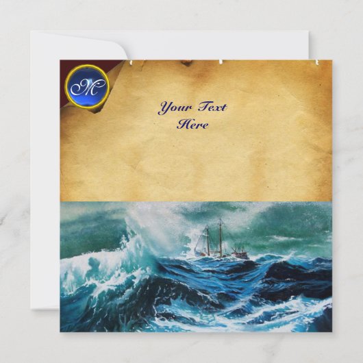 Schip in het Zee in Storm, perkament (Achterkant)