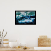 Schip in het Zee in Storm Poster (Keuken)