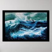 Schip in het Zee in Storm Poster (Voorkant)