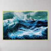 Schip in het Zee in Storm Poster (Voorkant)