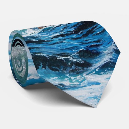 Schip in het Zee in Storm Stropdas (Opgerold)