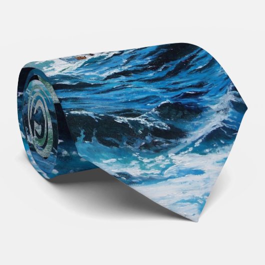 Schip in het Zee in Storm Stropdas (Opgerold)