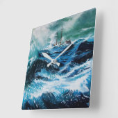 Schip in het Zee in Storm Vierkante Klok (Hoek)