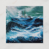 Schip in het Zee in Storm Vierkante Visitekaartje (Achterkant)