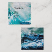 Schip in het Zee in Storm Vierkante Visitekaartje (Voorkant / Achterkant)