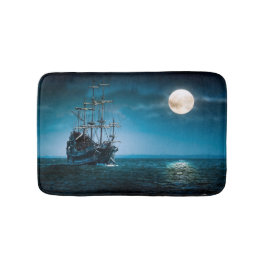 Schip in maanlicht badmat