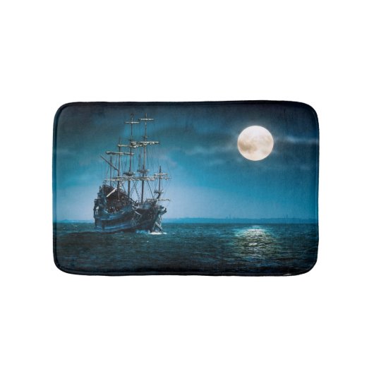 Schip in maanlicht badmat (Voorkant)