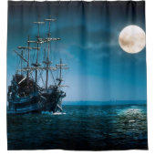 Schip in maanlicht douchegordijn (Voorkant)