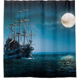 Schip in maanlicht douchegordijn