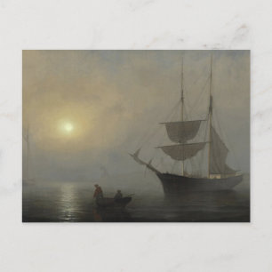 Schip in mist, Gloucester Harbour door Fitz Henry  Briefkaart