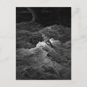 Schip in stormachtig zee briefkaart