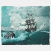 SCHIP IN STORMACHTIGE WATEREN FLEECE DEKEN (Voorkant (Horizontaal))
