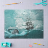 Schip in stress op Storm van de Angry Zee Tissuepapier (Craft)