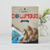 Schip & Kaart Gelukkige Columbusdag (Staand voorkant)