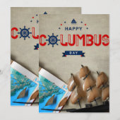 Schip & Kaart Gelukkige Columbusdag (Voorkant / Achterkant)